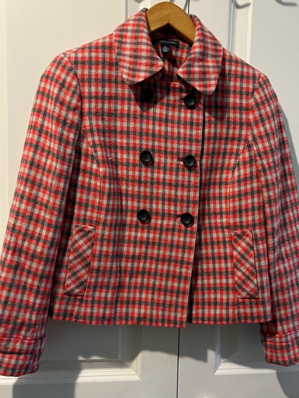 Tommy Hilfiger Tartan Double-Breasted Heavyweight Brushed Wool Plaid Blazer